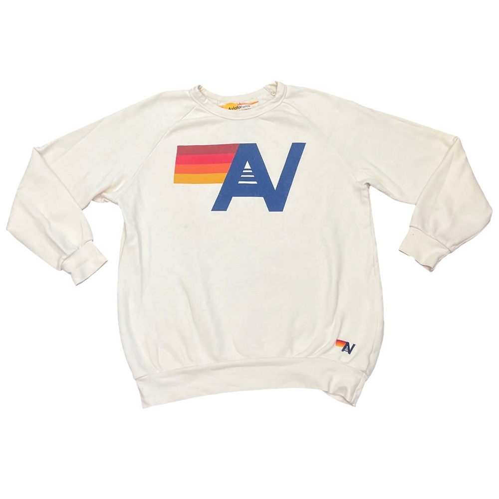 Aviator Nation Cream Sweatshirt with Multicolor Logo